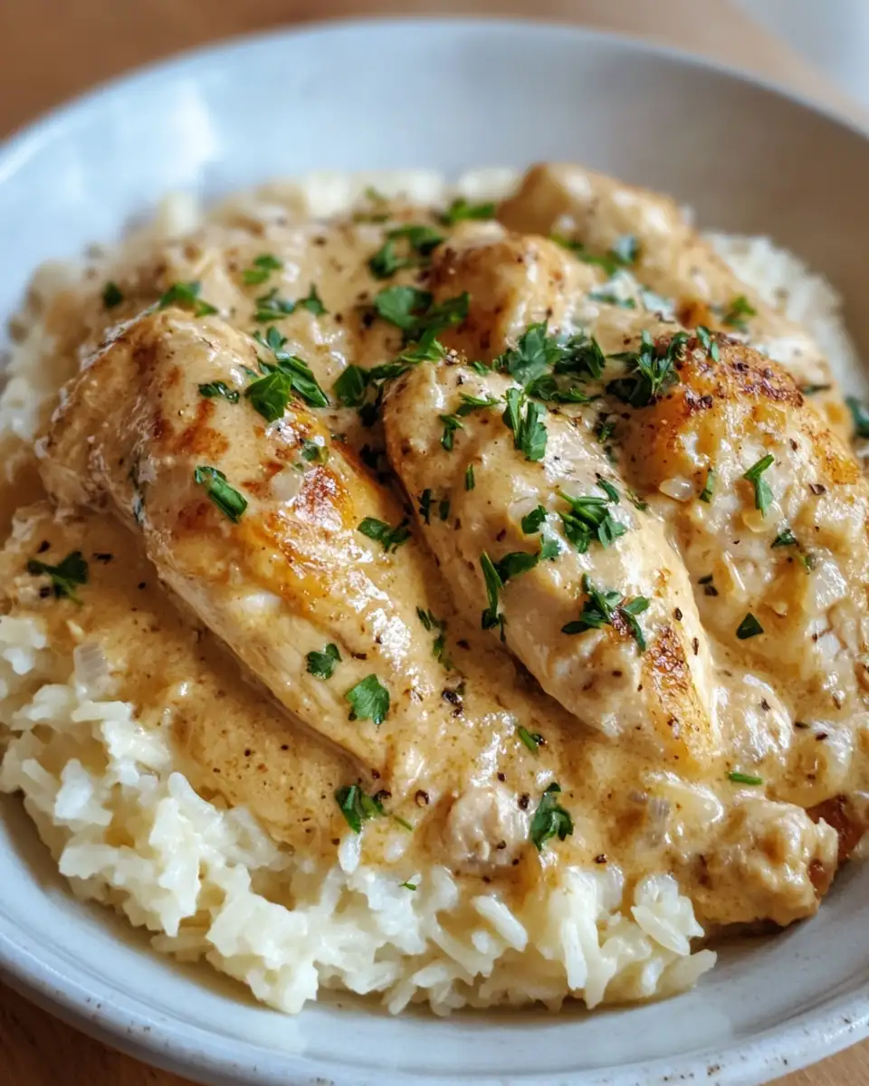Final dish - Irresistibly Delicious Creamy Smothered Chicken and Rice Recipe