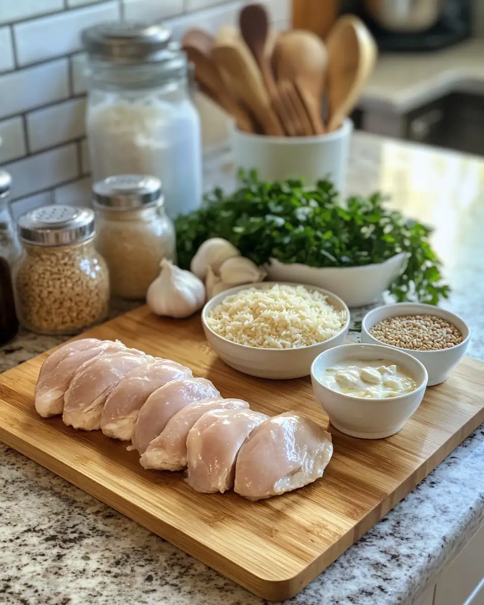 Ingredients for Irresistibly Delicious Creamy Smothered Chicken and Rice Recipe
