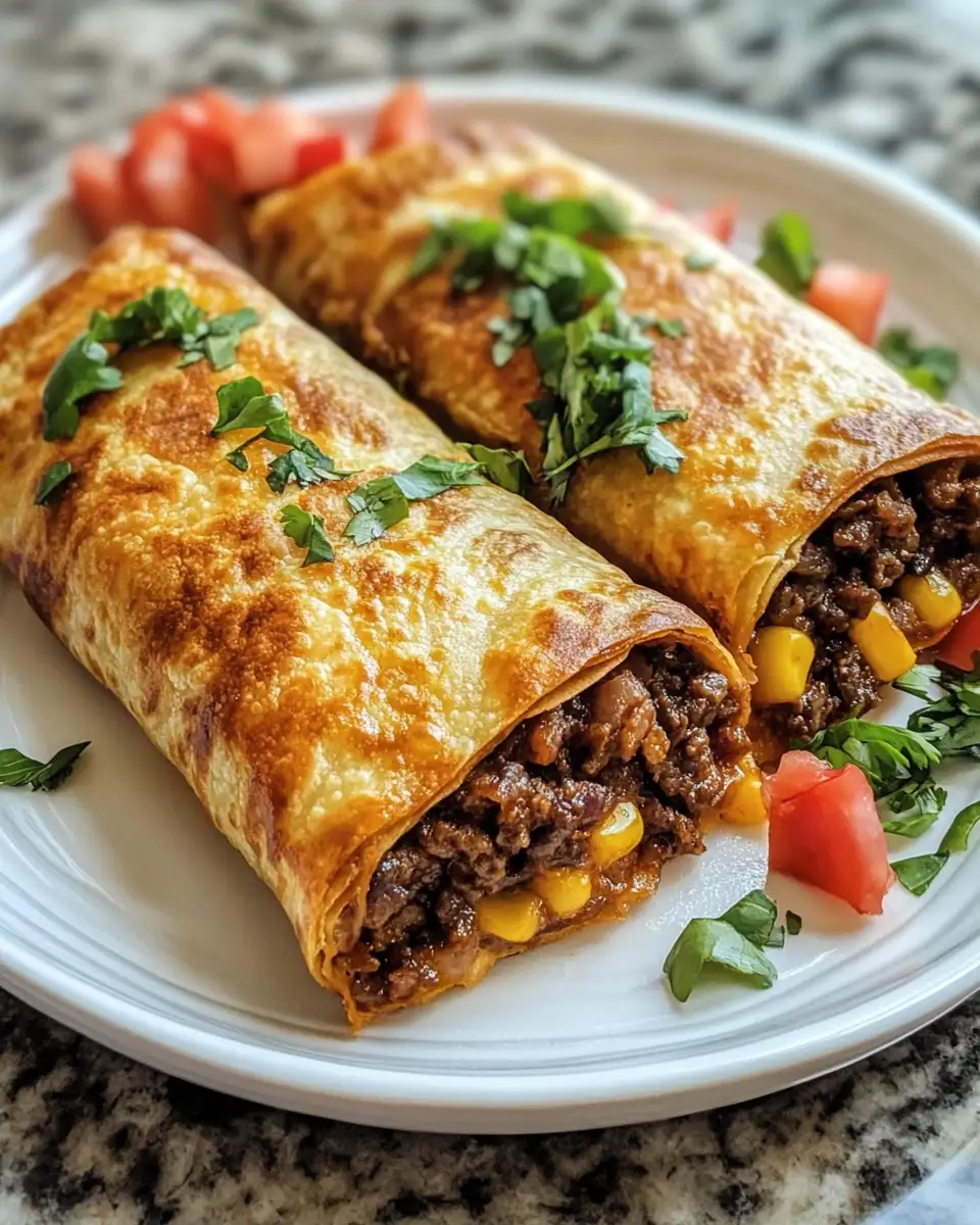 Final dish - Ultimate Crispy Beef and Cheese Chimichangas Adventure