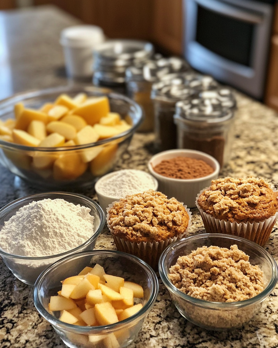Ingredients for Delight in Fall Flavors with Irresistible Apple Pumpkin Streusel Muffins