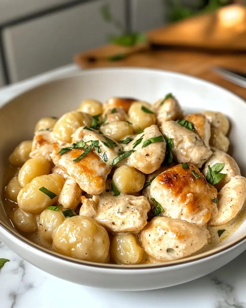 Final dish - Irresistibly Creamy Asiago Chicken and Gnocchi Delight