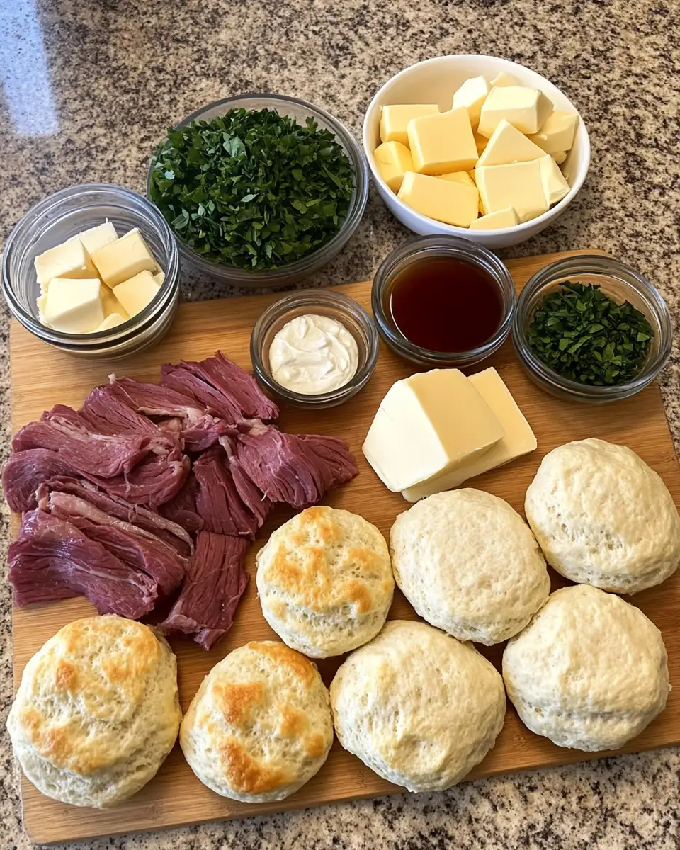 Ingredients for Irresistibly Cheesy Baked French Dip Biscuits Recipe You Need to Try