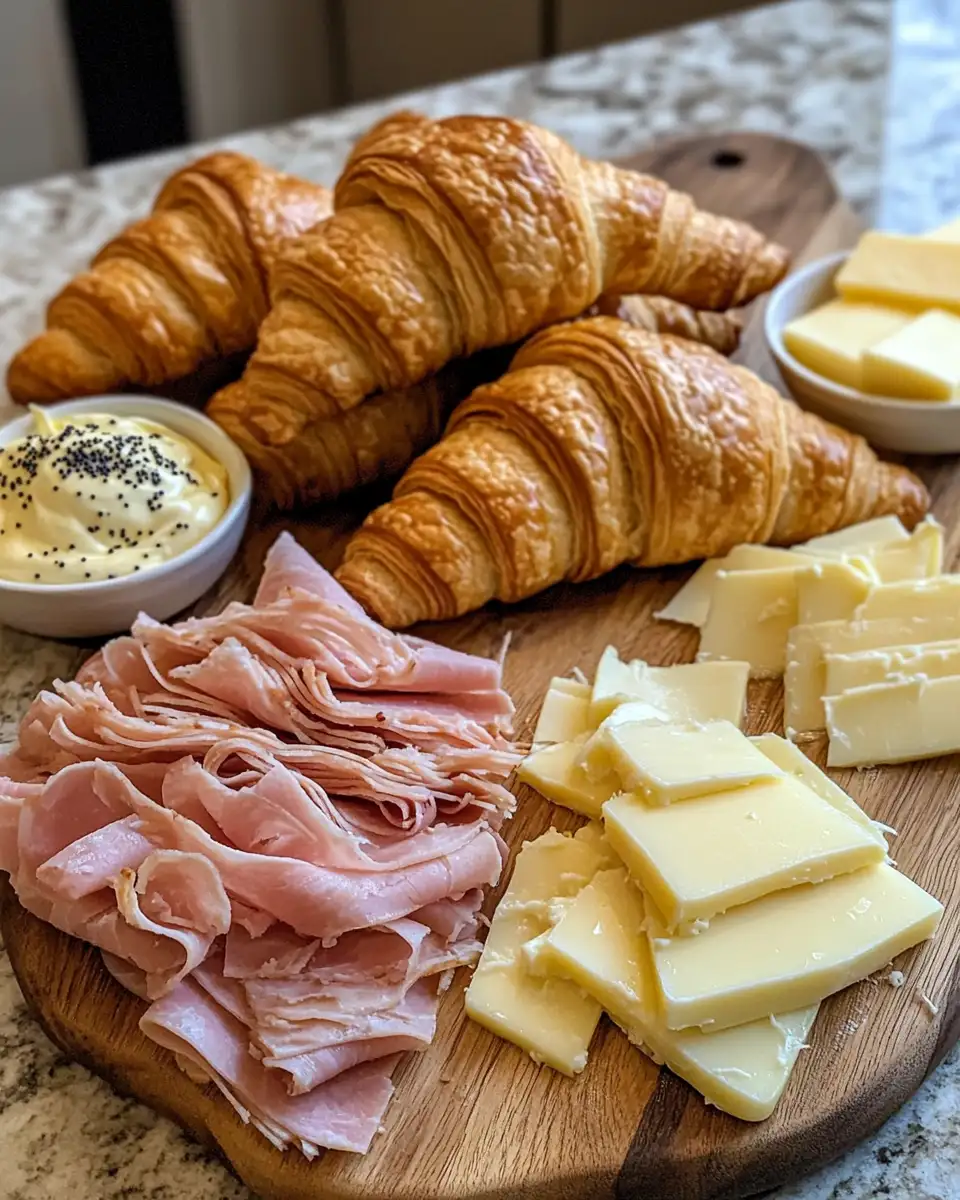 Ingredients for Decadent Delight: Irresistible Baked Ham and Cheese Croissants
