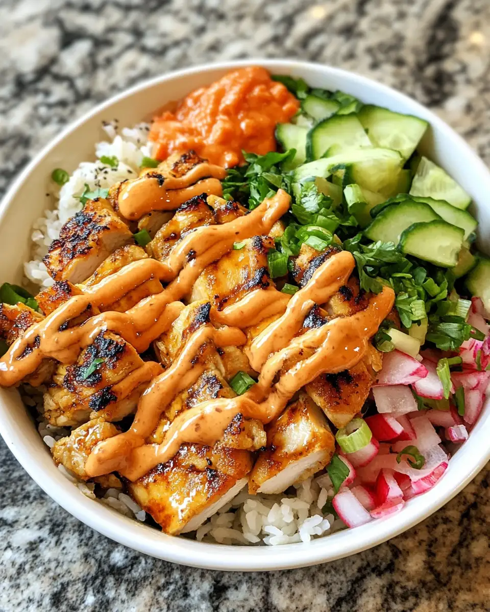 Final dish - Sizzle and Spice: Dive into the Ultimate Bang Bang Chicken Bowl with Creamy Sauce