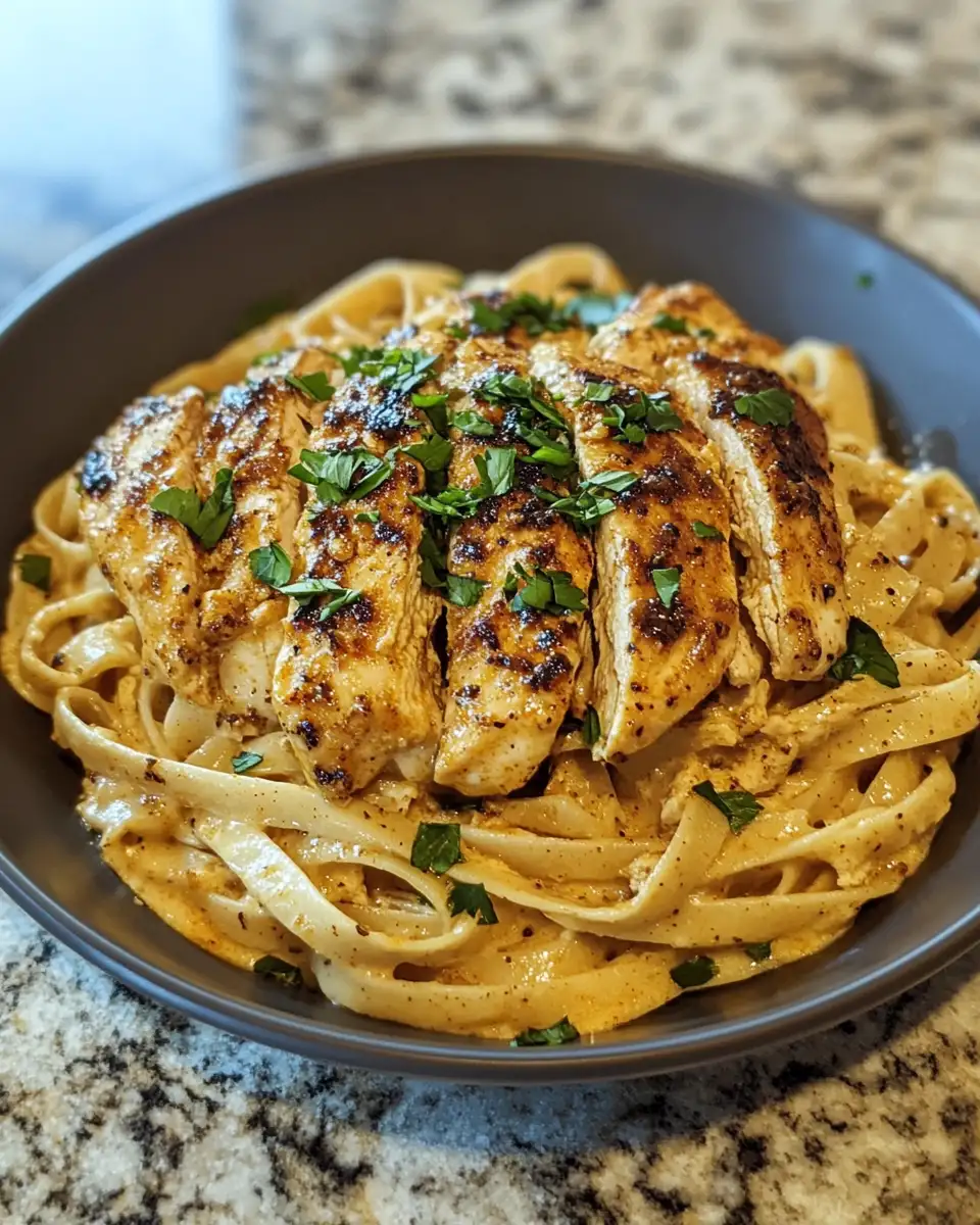 Final dish - Savor the Spice: Blackened Cajun Chicken Alfredo Delight