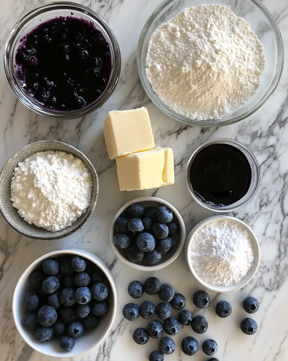 Ingredients for Irresistible Blueberry Cheesecake Swirl Cookies: A Sweet Twist on a Classic Treat