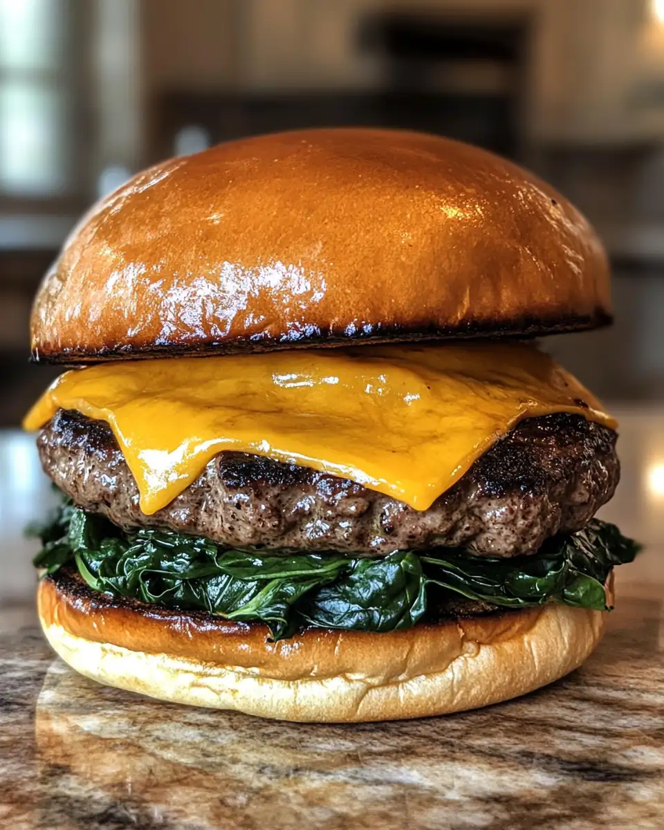 Final dish - Ultimate Cheddar Spinach Steak Burgers for a Flavor-Packed Feast