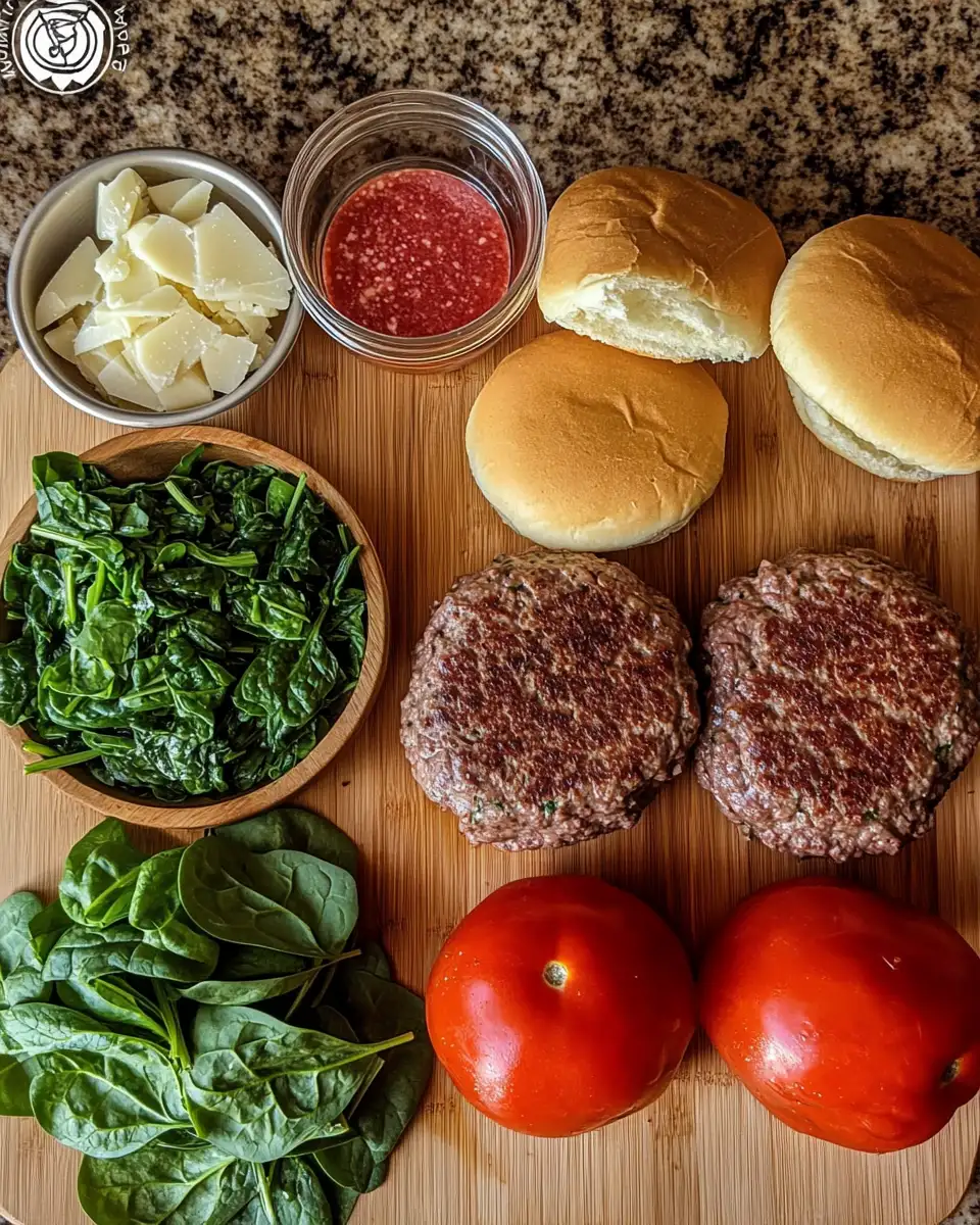Ingredients for Ultimate Cheddar Spinach Steak Burgers for a Flavor-Packed Feast