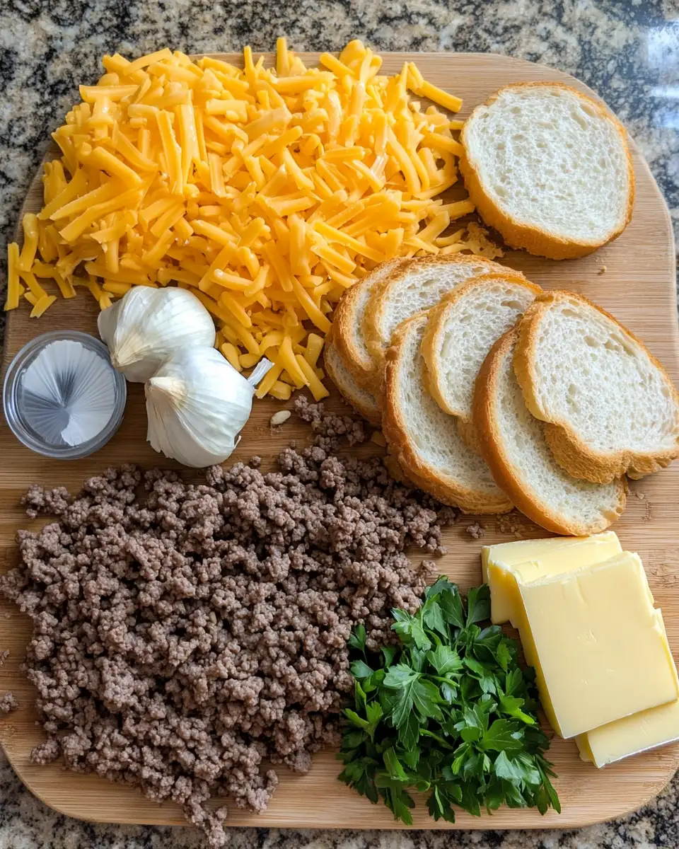 Ingredients for Sizzling Secrets to the Ultimate Cheesy Ground Beef Melt