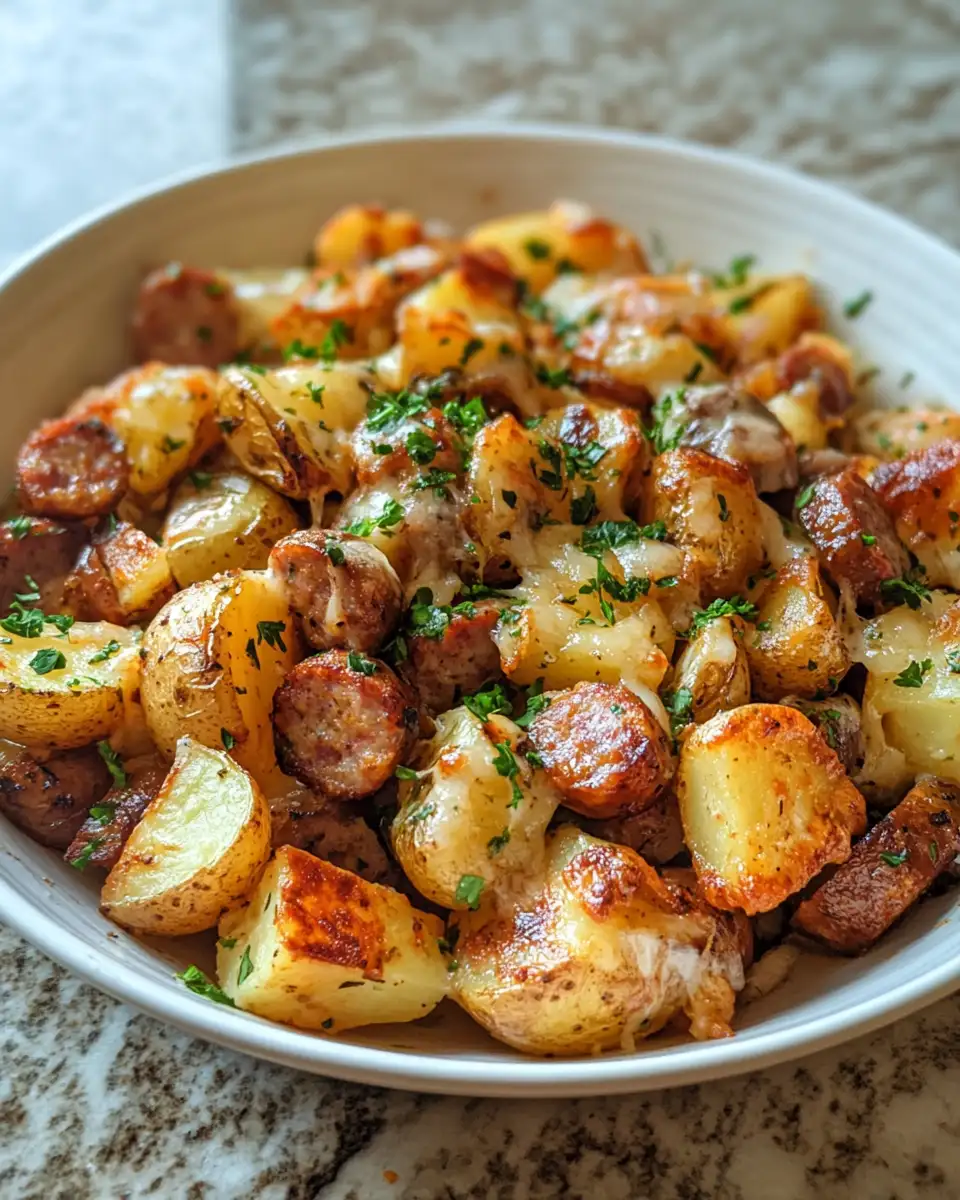 Final dish - Ultimate Comfort: Cheesy Ranch Potatoes and Smoked Sausage Delight