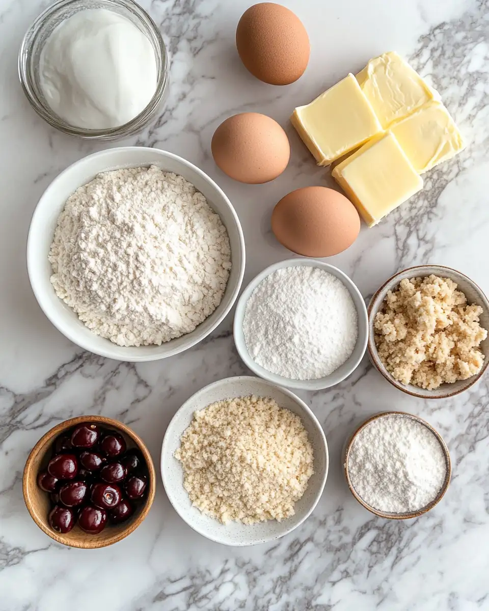 Ingredients for Cherry Cobbler Muffins: A Sweet Twist on a Classic Delight
