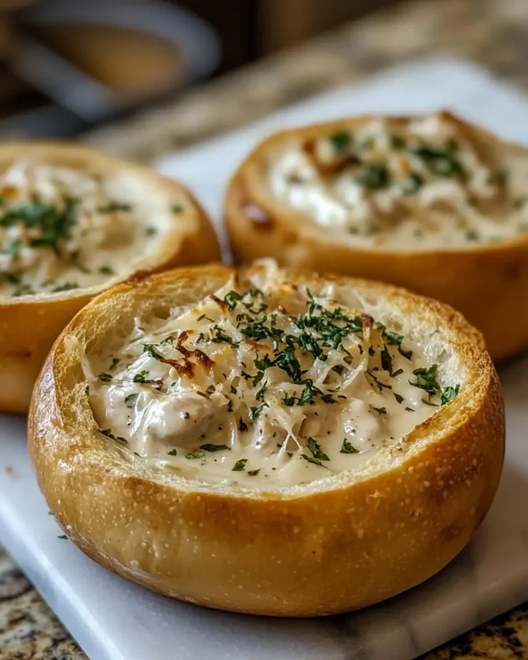 Savor the Ultimate Comfort: Chicken Alfredo Garlic Bread Bowls - Featured Image