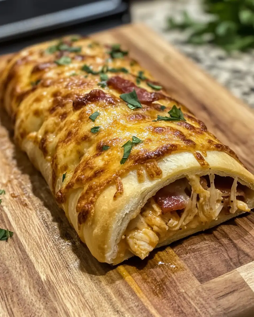 Final dish - Sizzling Chicken Bacon Ranch Stromboli Delight