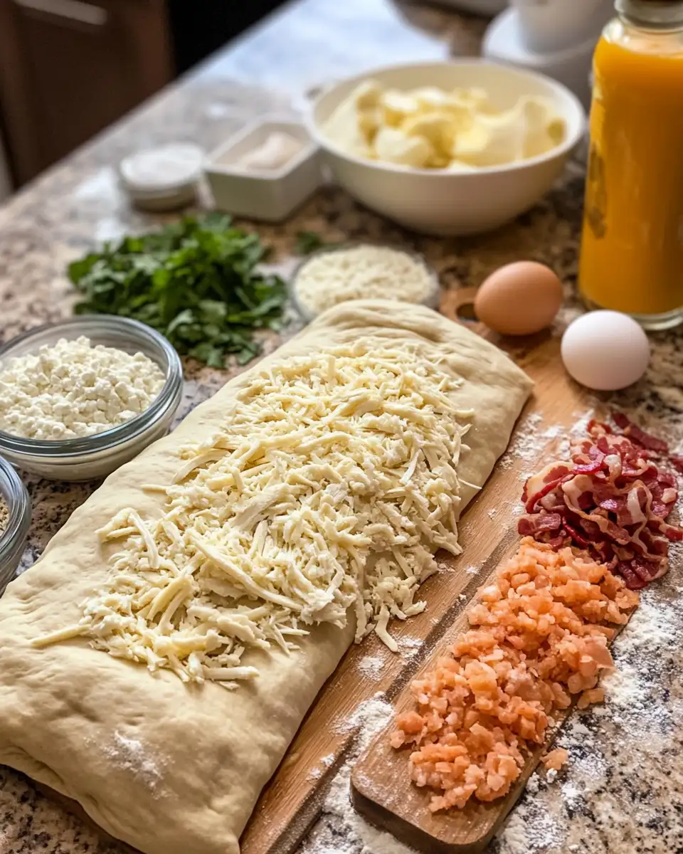 Ingredients for Sizzling Chicken Bacon Ranch Stromboli Delight