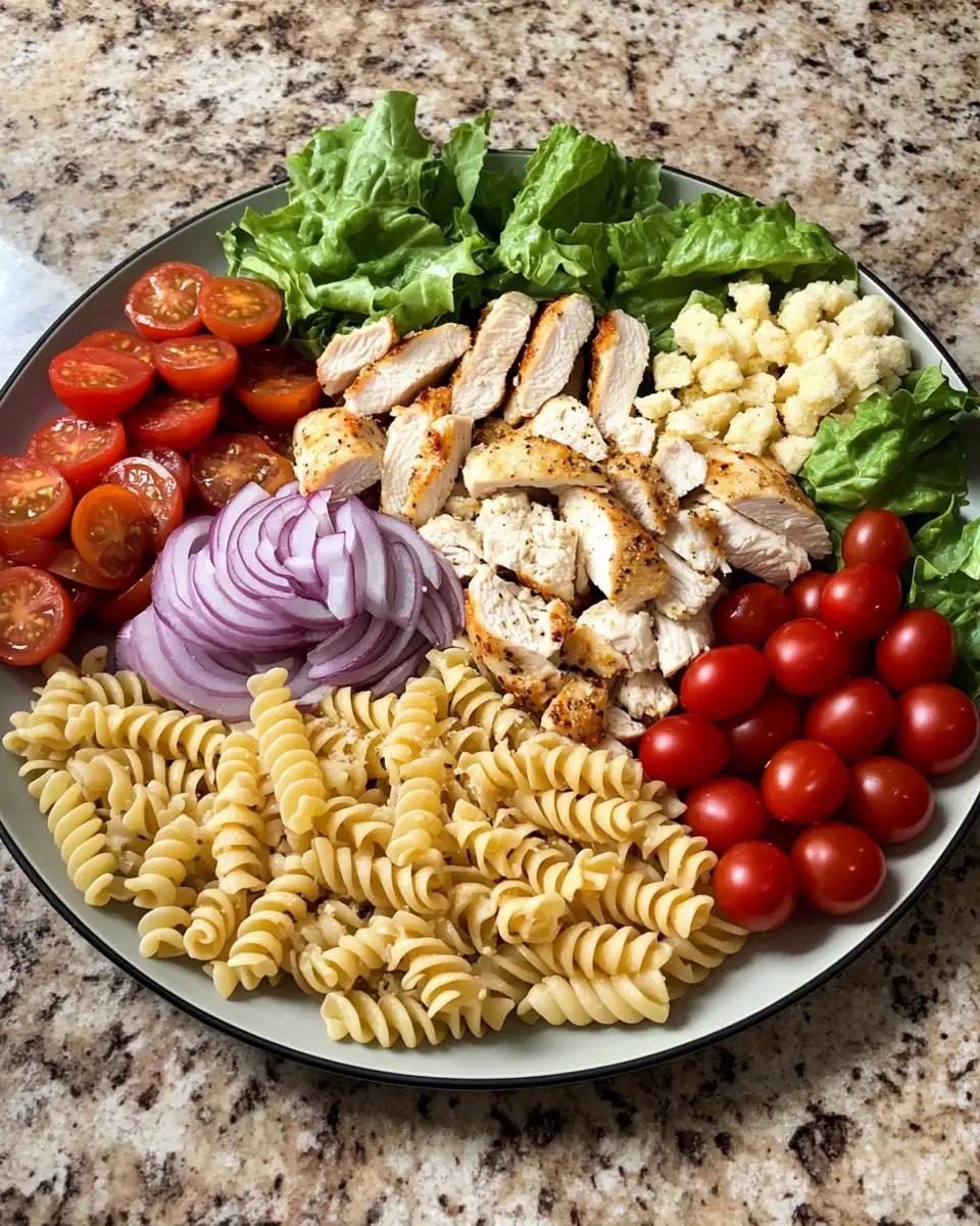 Ingredients for Elevate Your Lunch Game with a Zesty Chicken Caesar Pasta Salad