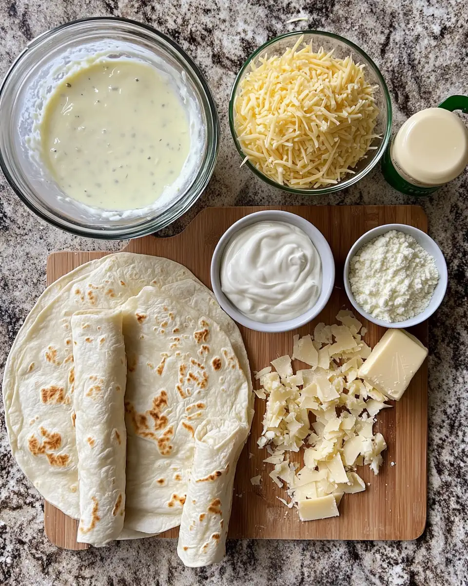 Ingredients for Irresistible Chicken Enchiladas with Creamy Sour Cream White Sauce