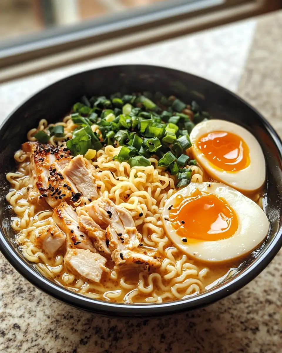 Final dish - Ultimate Comfort: Chicken Ramen with Creamy Garlic Sauce Delight