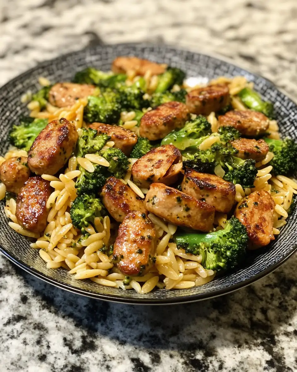Final dish - Savor the Flavor: Chicken Sausage Broccoli Orzo Delight