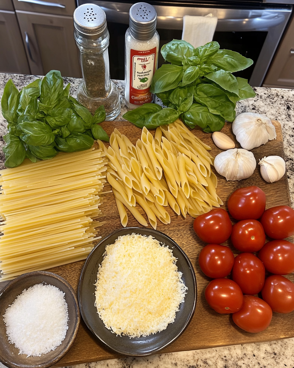 Ingredients for Indulge in the Dreamy Delight of Creamy Basil Tomato Pasta