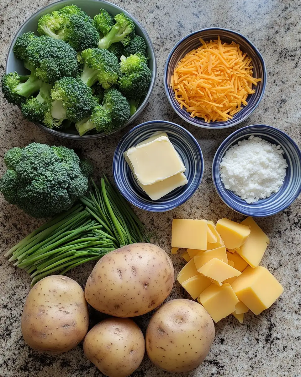 Ingredients for Cozy Up with the Ultimate Creamy Broccoli and Cheddar Potato Soup