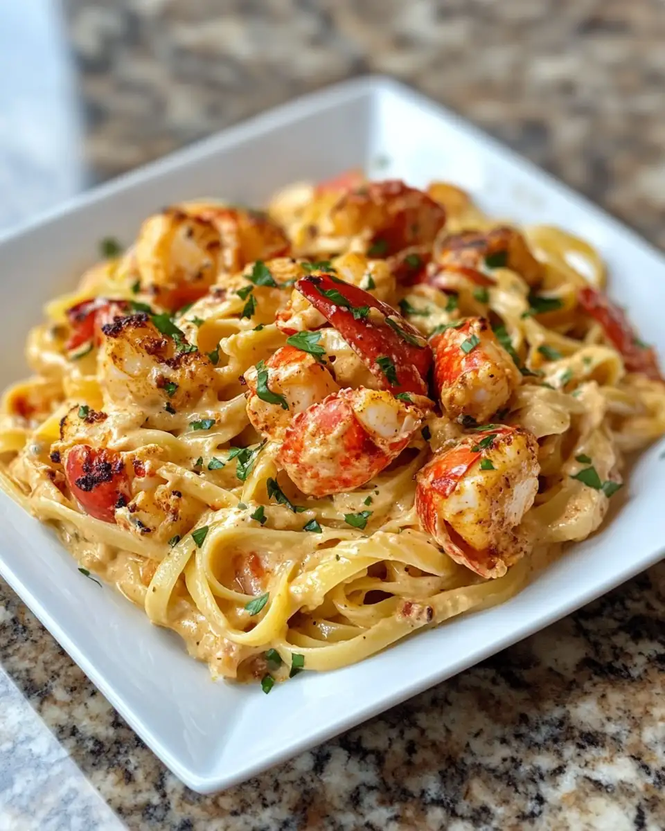 Final dish - Indulge in the Ultimate Creamy Cajun Lobster Pasta Delight