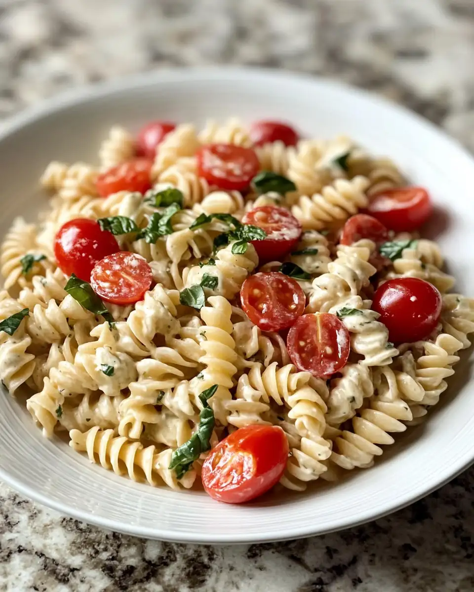 Final dish - Savor the Flavor: Ultimate Creamy Caprese Pasta Salad Delight