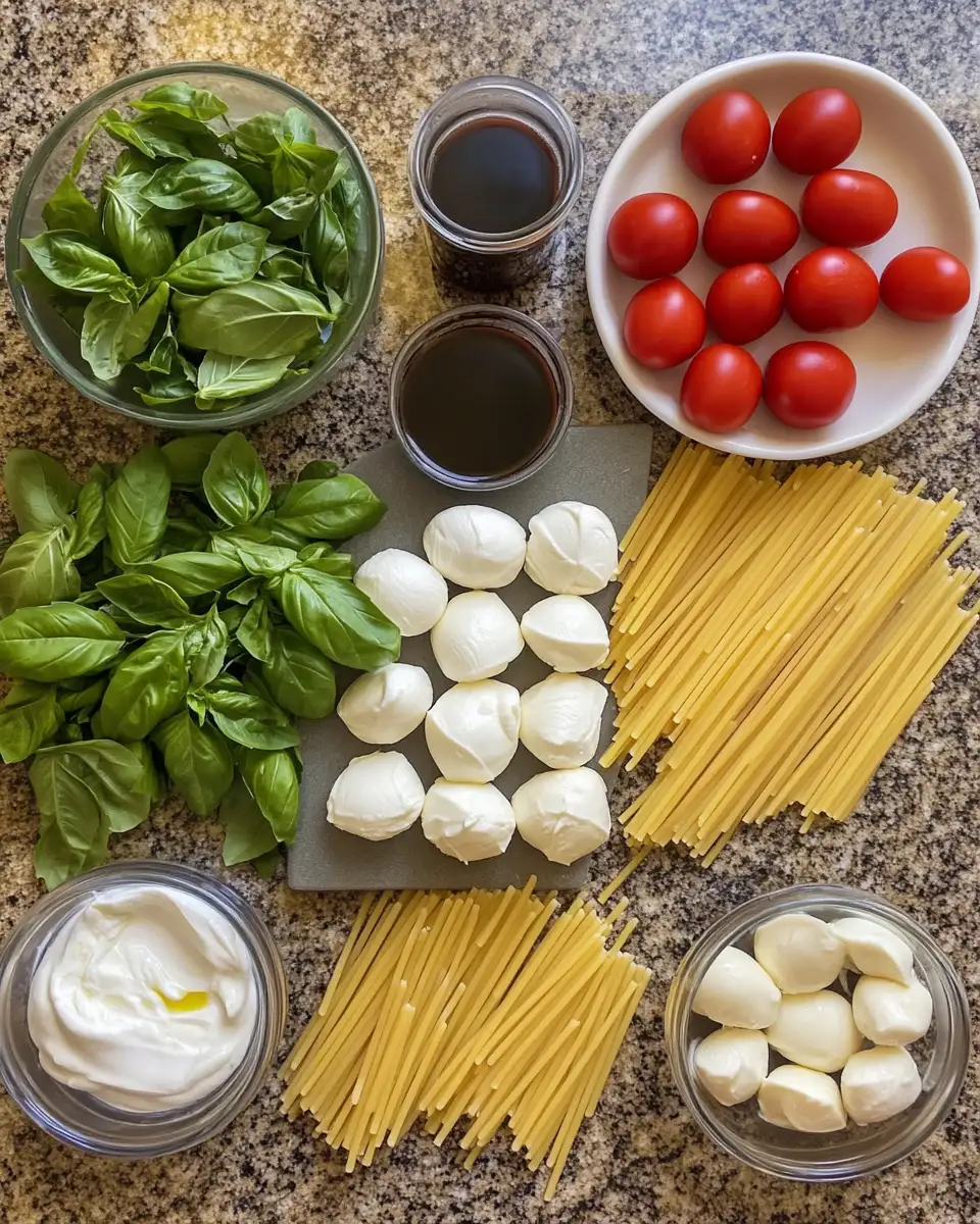 Ingredients for Savor the Flavor: Ultimate Creamy Caprese Pasta Salad Delight