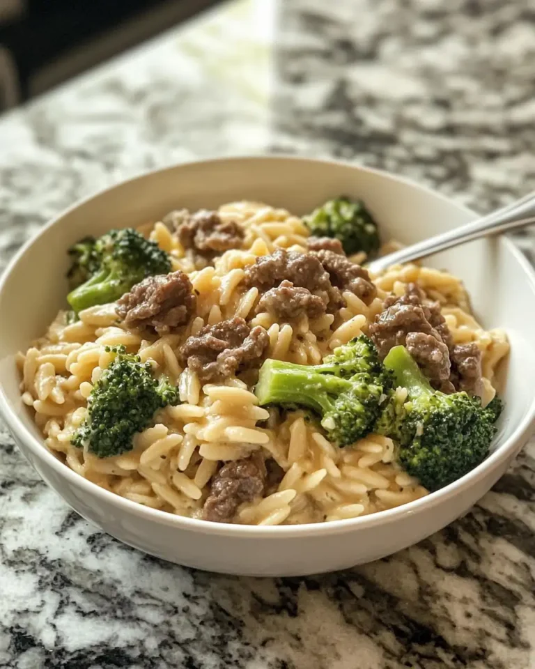Indulge in Comfort: Creamy Cheesy Beef Broccoli Orzo - Featured Image