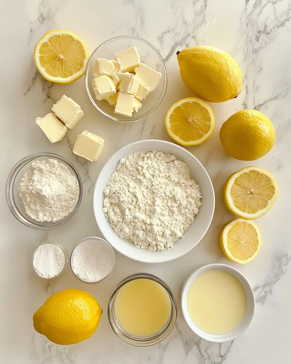 Ingredients for Indulge in Bliss with Creamy Lemon Cheesecake Crumb Bars