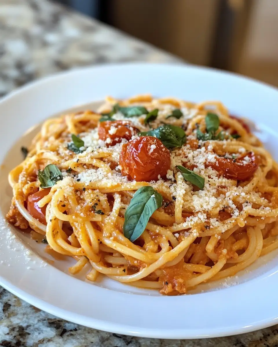 Final dish - Indulge in the Ultimate Comfort: Creamy Roasted Tomato Pasta Delight