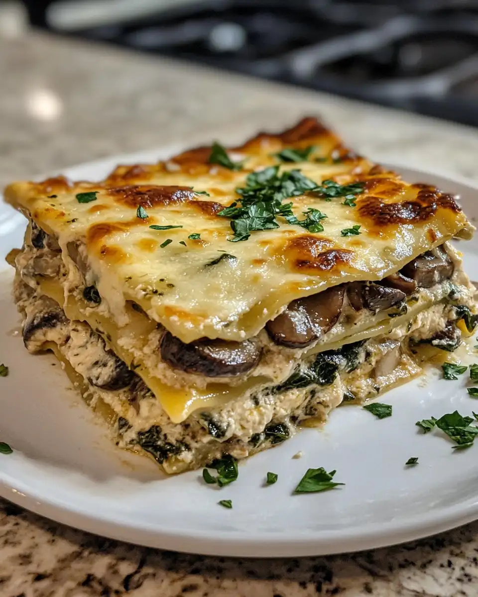 Final dish - Indulge in Layers of Flavor with Creamy Spinach and Mushroom Lasagna