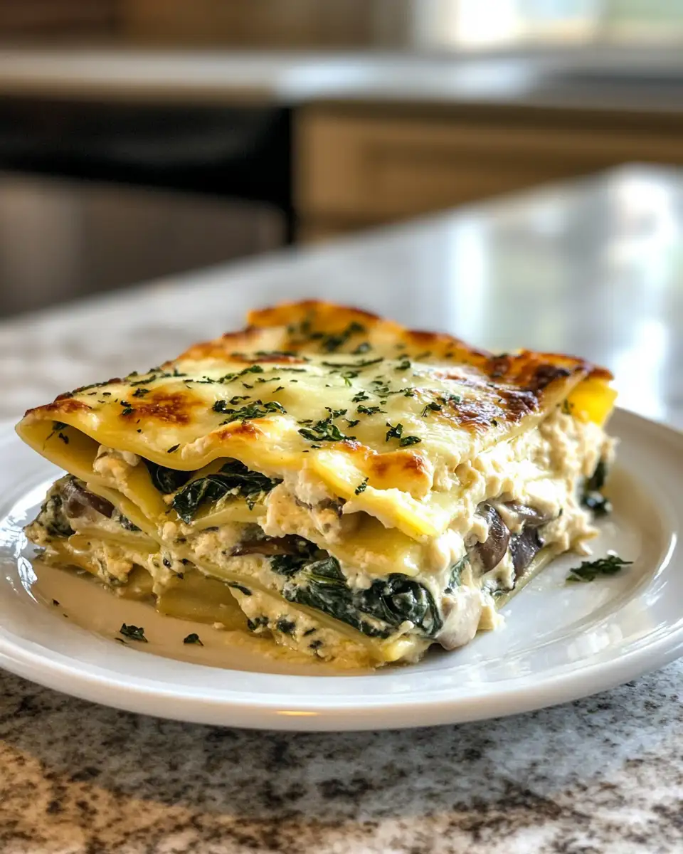Final dish - Decadent Layers: Discover the Ultimate Creamy Spinach and Mushroom White Lasagna