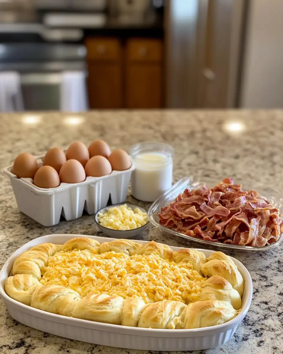 Ingredients for Rise and Shine with a Delectable Crescent Roll Breakfast Casserole