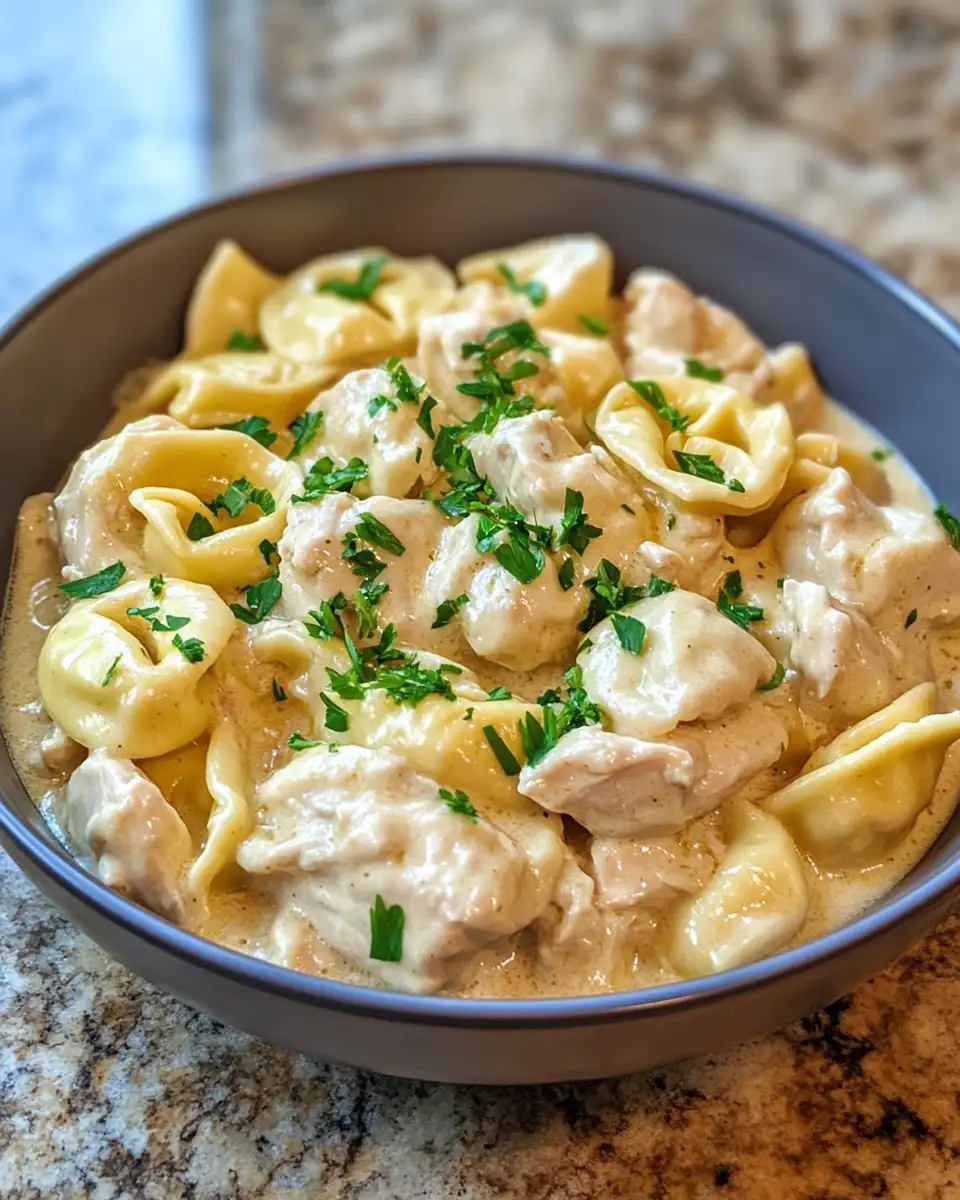 Final dish - Crockpot Chicken Alfredo Tortellini: The Ultimate Comfort Food Made Easy