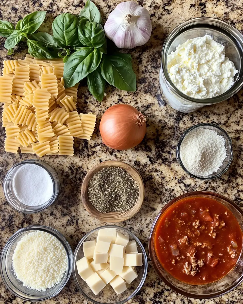 Ingredients for Crockpot Lasagna Soup: Cozy Comfort in a Bowl