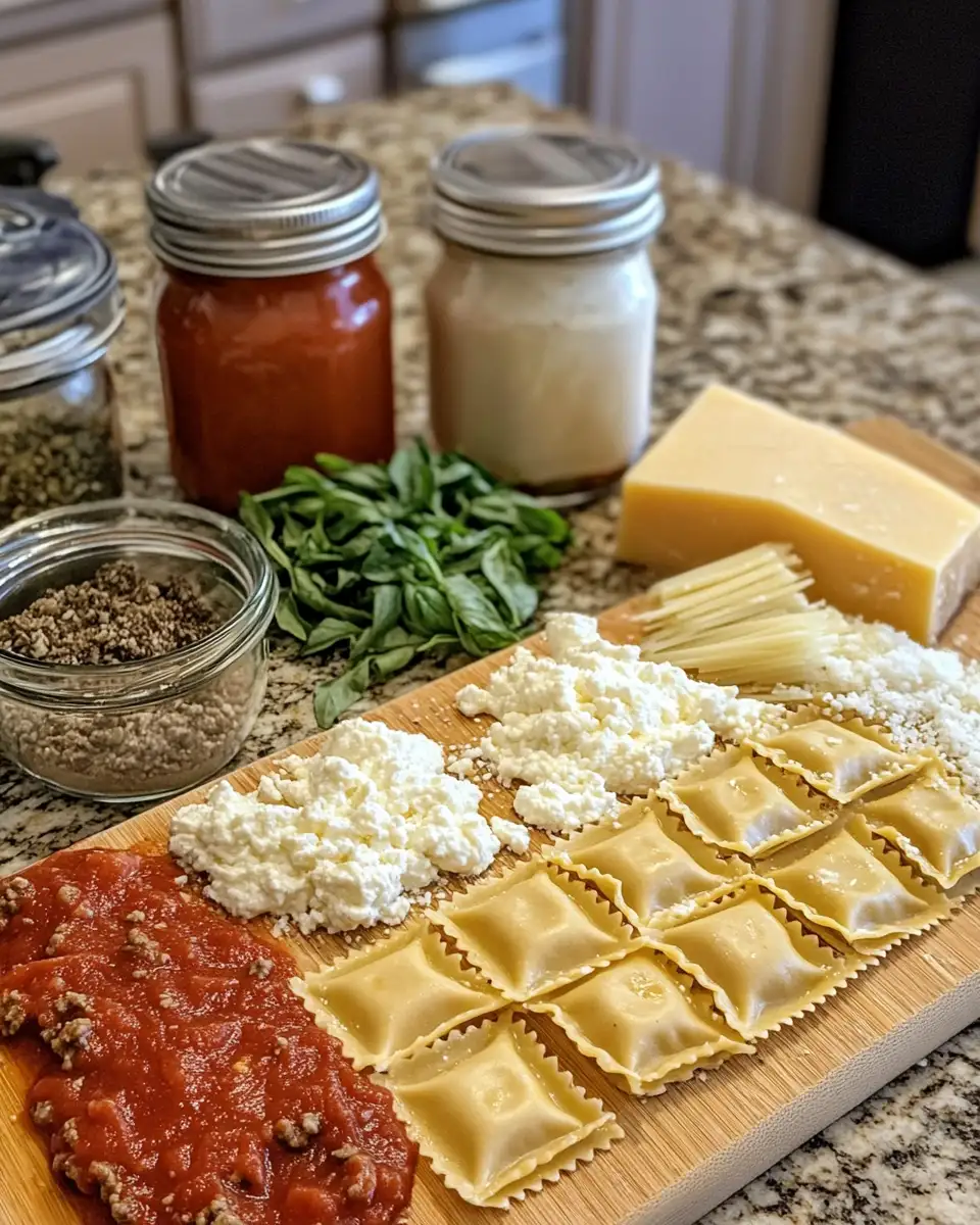 Ingredients for Melt-in-Your-Mouth Magic: Crockpot Ravioli Lasagna Delight