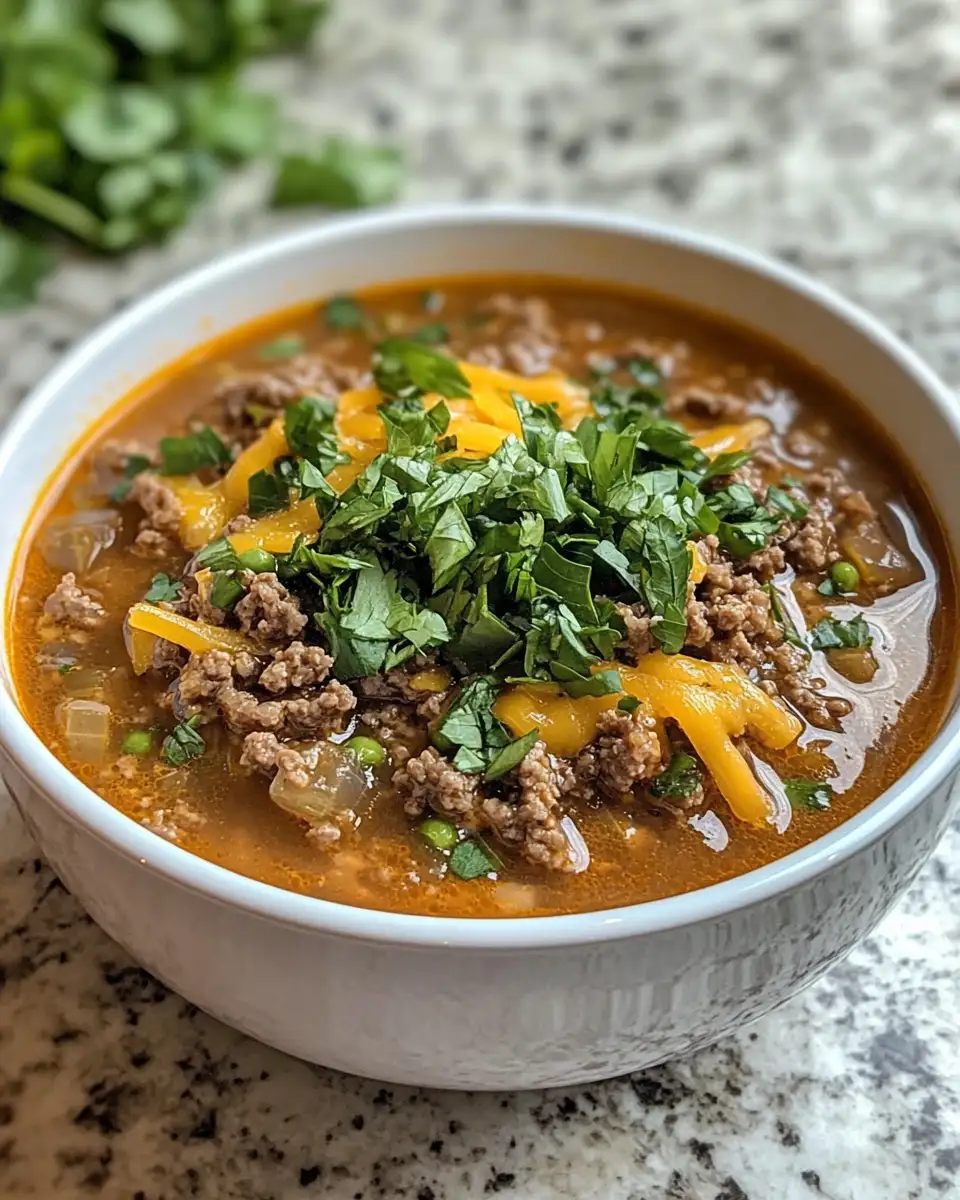 Final dish - Cheeseburger Bliss in a Bowl: The Easiest Crockpot Soup Ever