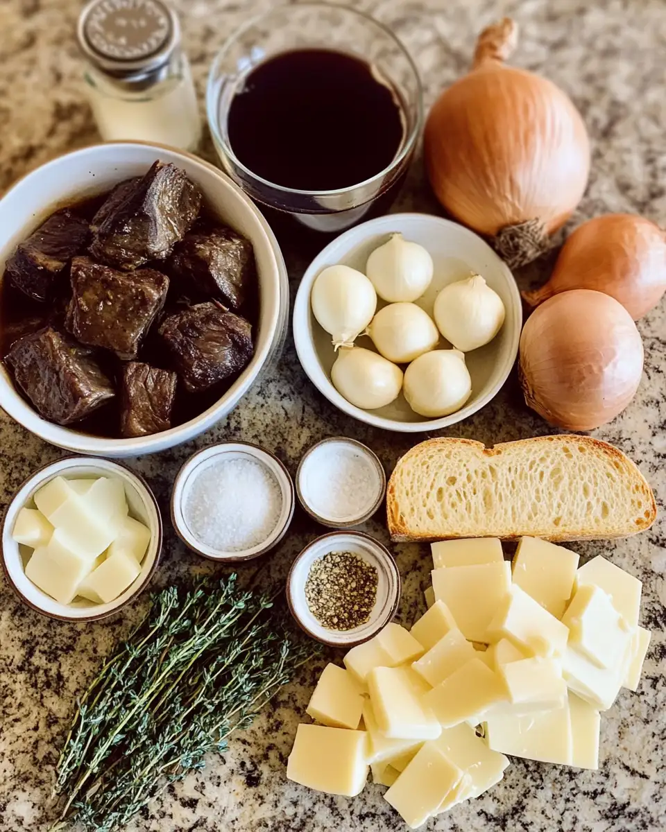 Ingredients for Decadent Comfort in a Bowl: French Onion Beef Short Rib Soup