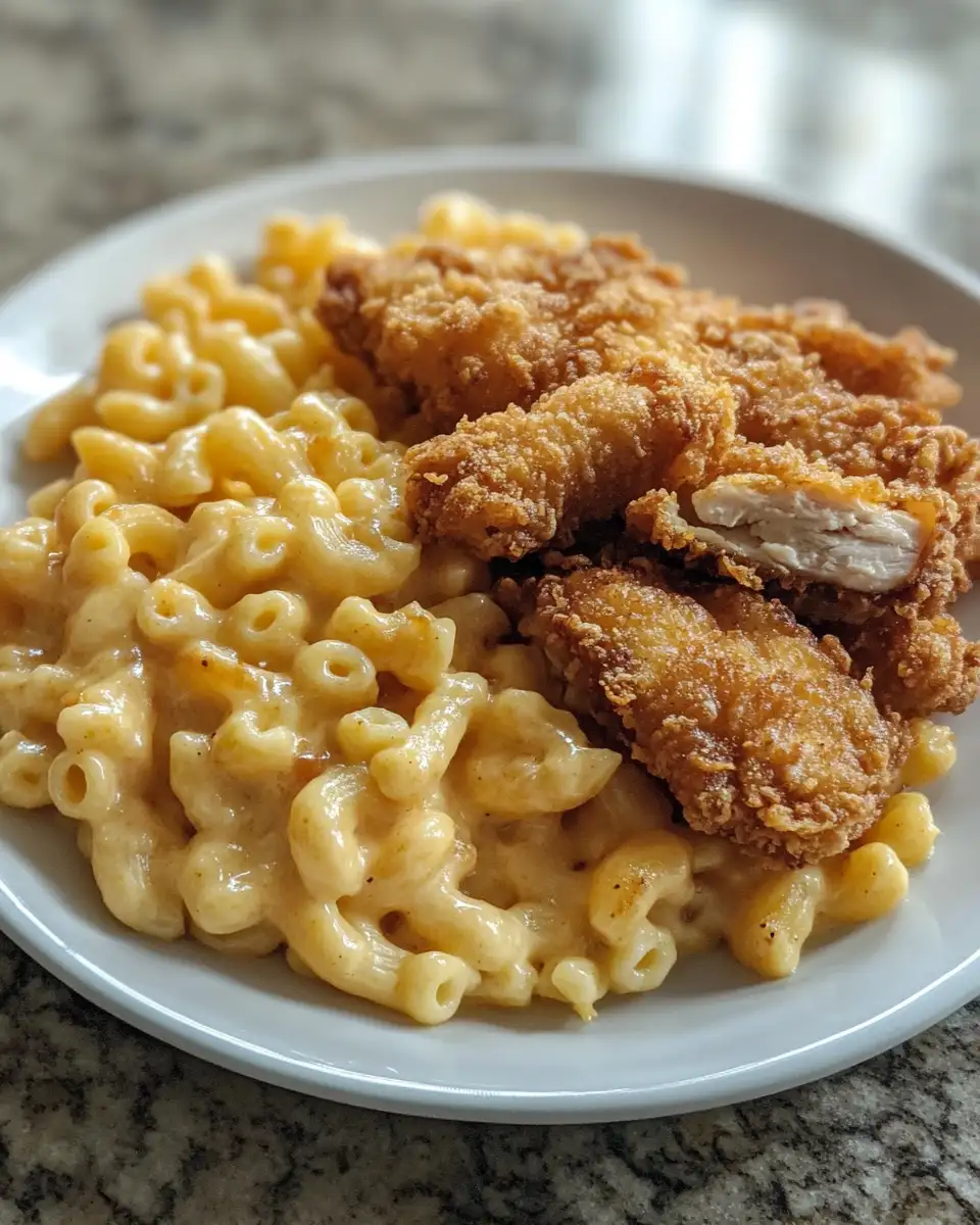 Final dish - Crispy Indulgence: Fried Chicken Meets Buttermilk Mac and Cheese Bliss