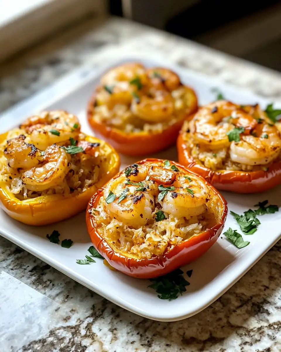 Final dish - Savor the Flavor: Garlic Butter Shrimp Stuffed Peppers Delight