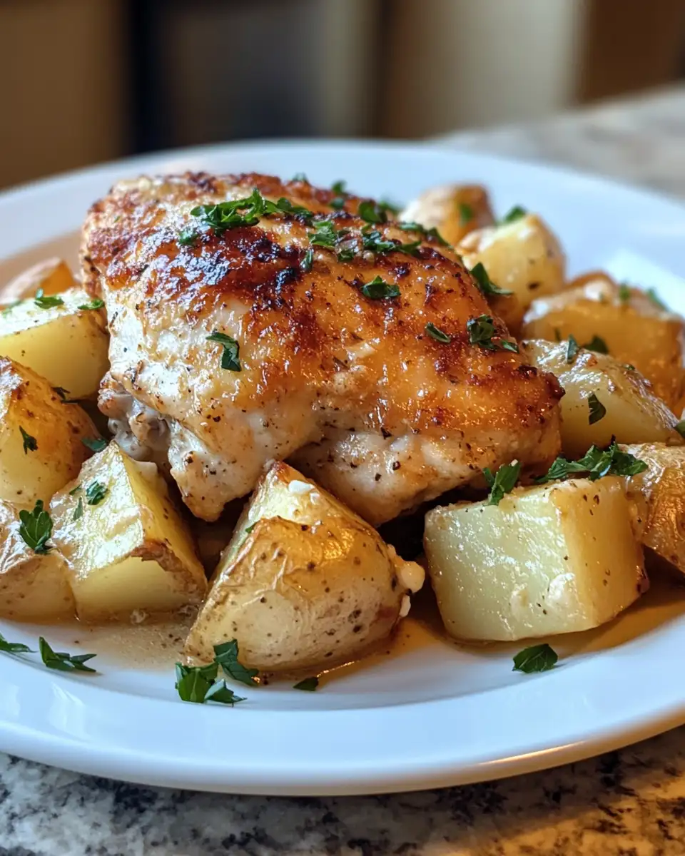 Final dish - Slow Cooked Perfection: Garlic Parmesan Chicken and Potatoes in Your Crockpot