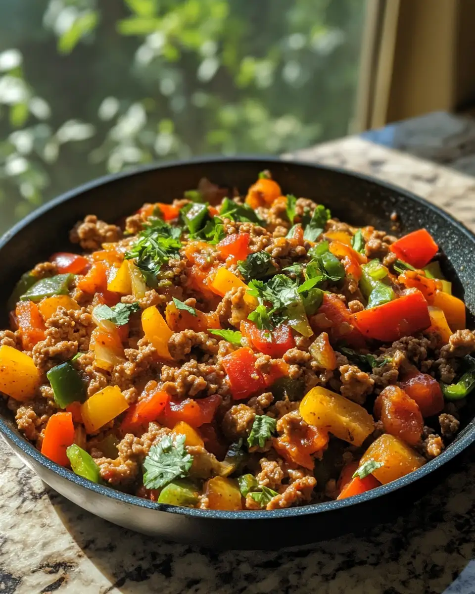 Final dish - Sizzling Skillet Sensation: Ground Turkey and Peppers Delight