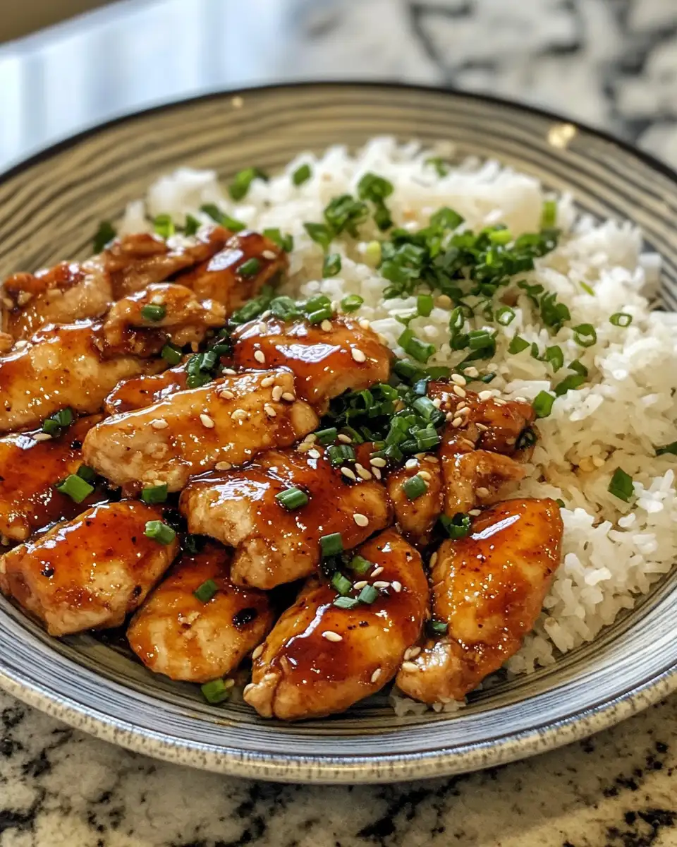 Final dish - Sizzling Honey BBQ Chicken with Rice: A Sweet and Savory Delight