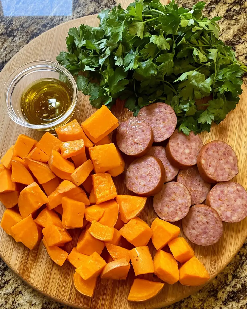 Ingredients for Sweet and Savory Sensation: Honey Garlic Sausage with Sweet Potatoes