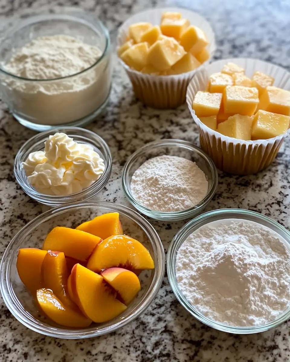 Ingredients for Sweet Bliss: Honey Peach Cream Cheese Cupcakes