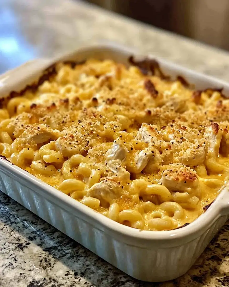 Final dish - Decadent Honey Pepper Chicken Mac & Cheese Bake Bliss