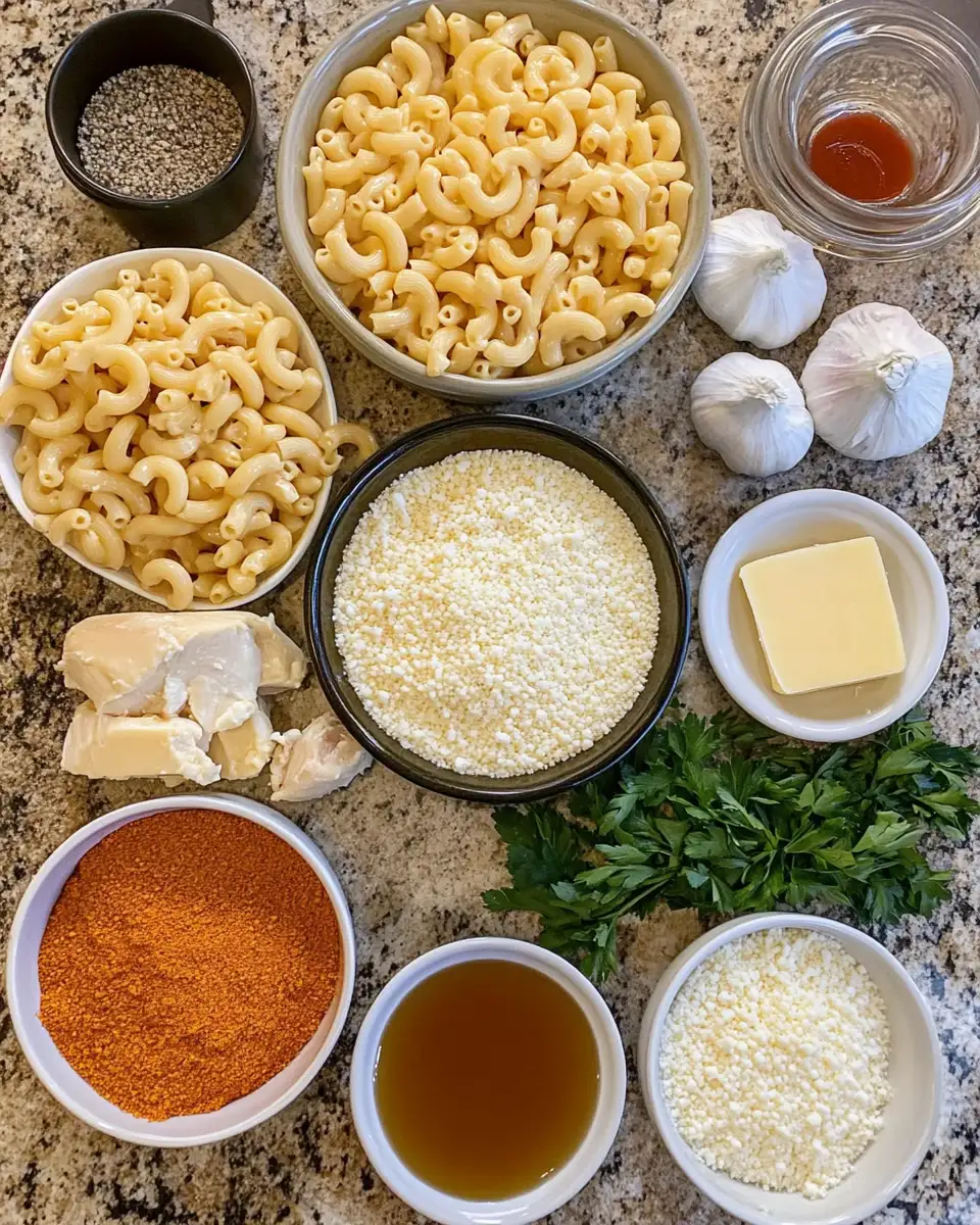Ingredients for Decadent Honey Pepper Chicken Mac & Cheese Bake Bliss