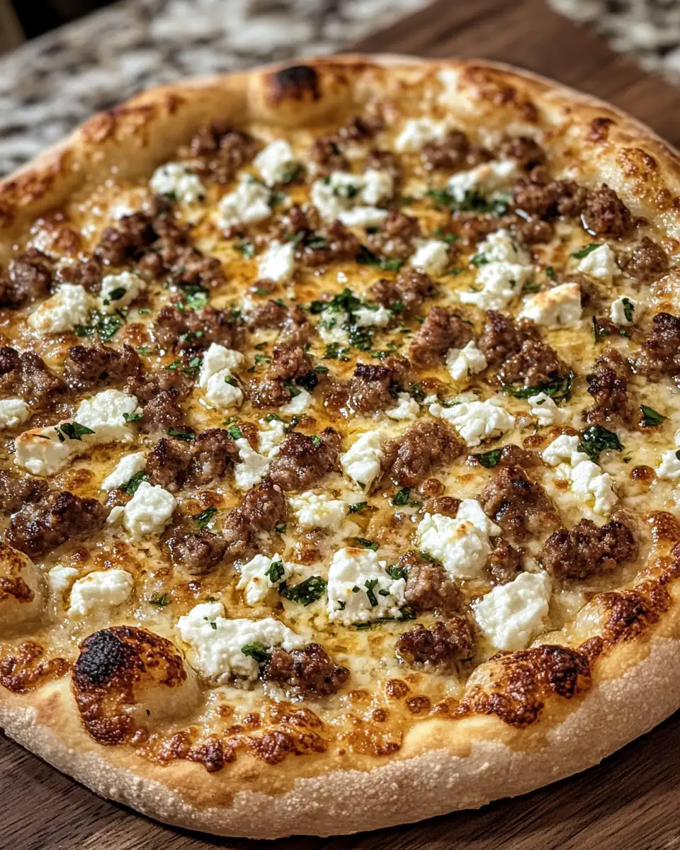 Final dish - Sizzling Hot Sausage Feta Honey Pizza: A Flavor Explosion You Can't Resist