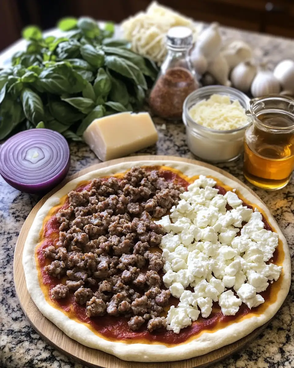 Ingredients for Sizzling Hot Sausage Feta Honey Pizza: A Flavor Explosion You Can't Resist