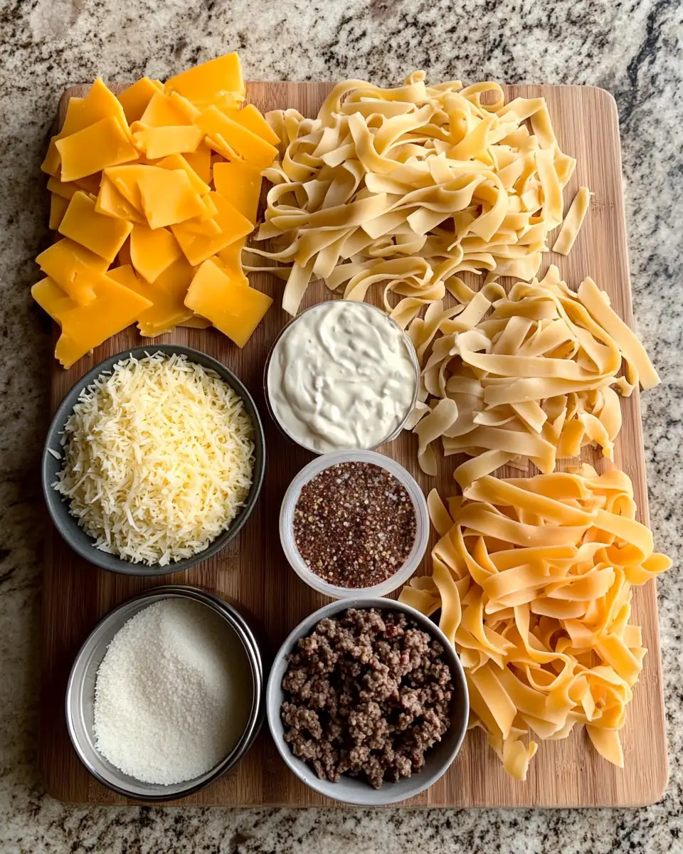Ingredients for Indulge in Decadence with Loaded Bacon Cheeseburger Alfredo Pasta